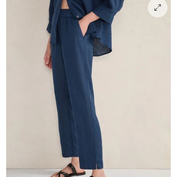 NWT Women's TALBOTS HAVEN Well Within Linen Pants Twilight | Size L - Picture 2 of 10